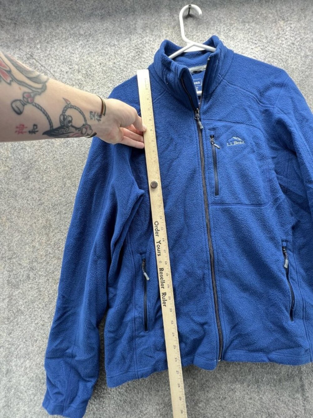 L.L.Bean Jacket Mens Medium Blue Mountain Trail Fleece Full Zip Outdoor Winter - Picture 3 of 11